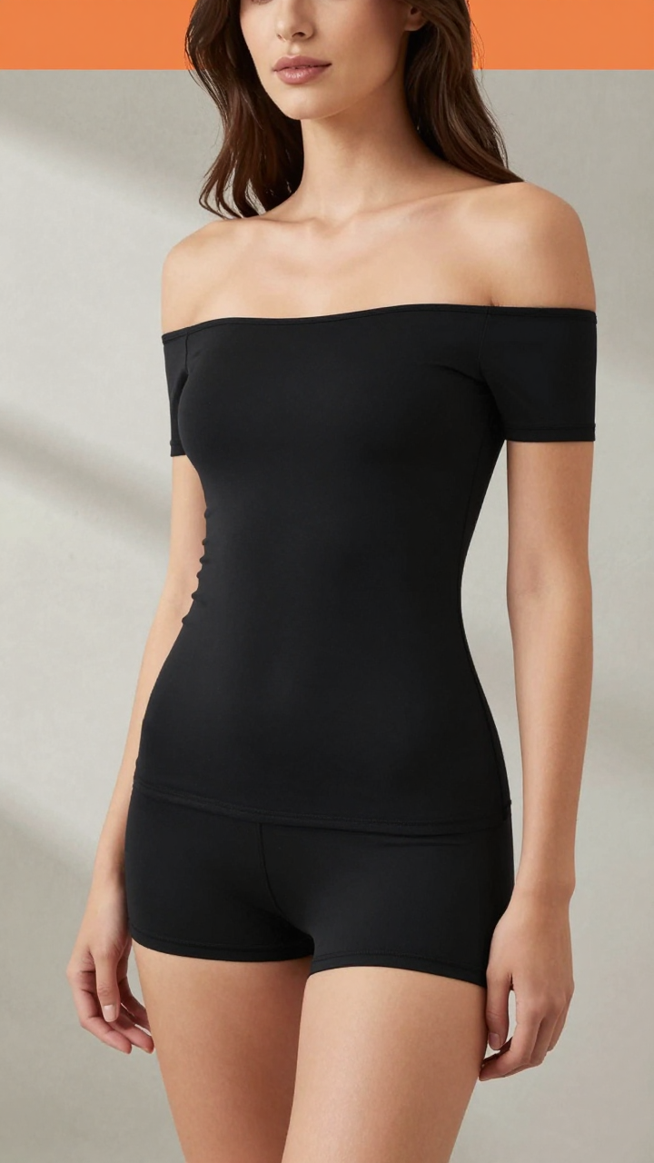 Fitted Off-Shoulder Short Sleeve Top