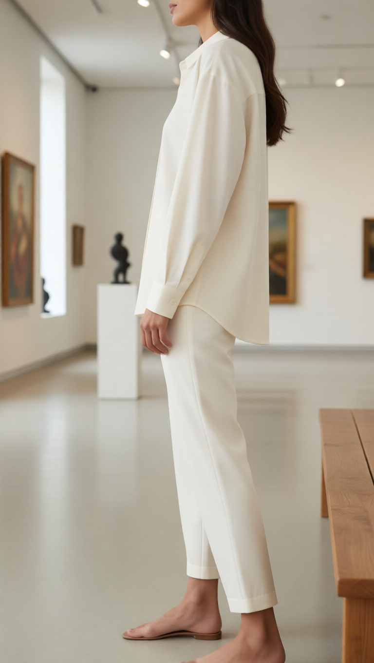 Ivory Oversized Shirt And Tailored Trouser Set
