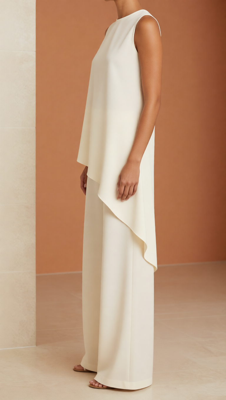 Asymmetric Layered Sleeveless Wide-Leg Pants Set