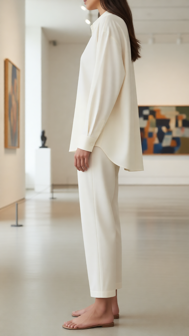 Ivory Oversized Shirt And Tailored Trouser Set