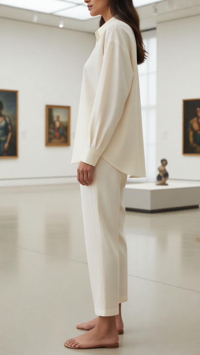 Ivory Oversized Shirt And Tailored Trouser Set