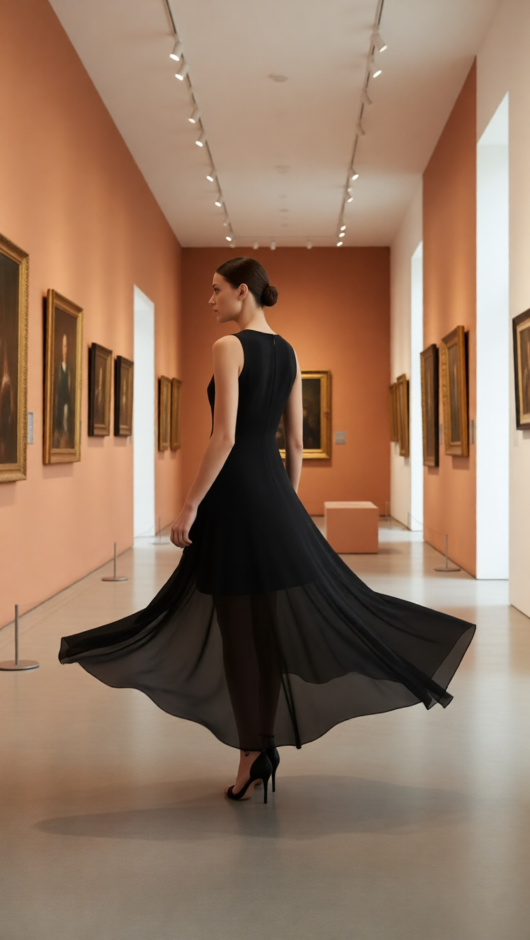 Asymmetric Layered Chiffon Overlay Cocktail Dress