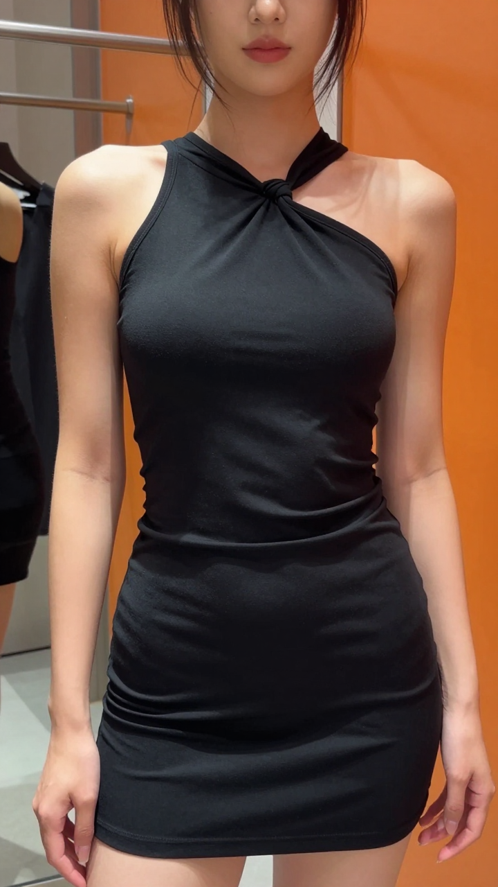 Twist Front Halter Keyhole Sleeveless Top